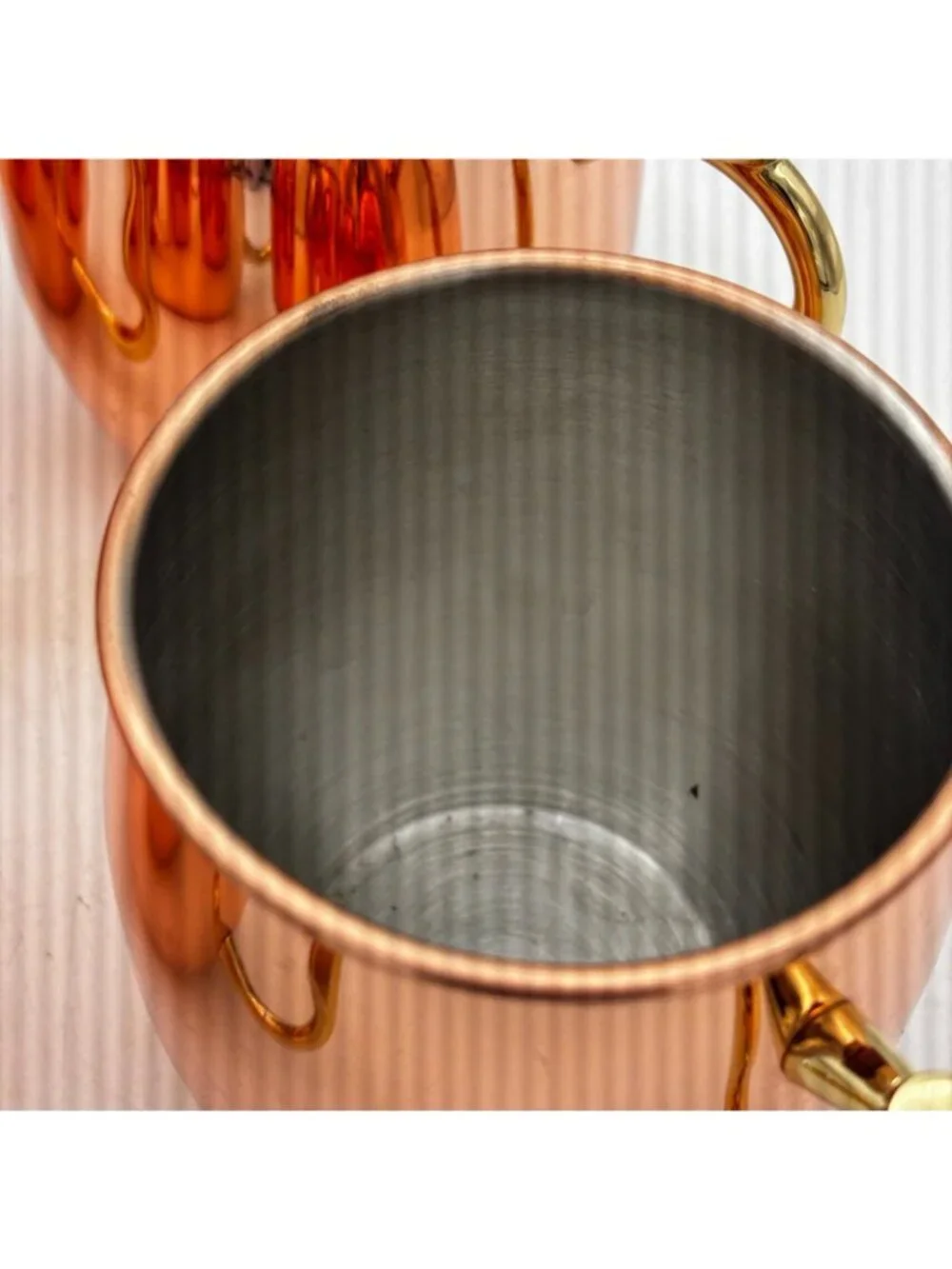 Oggi Copper Moscow Mule Mugs Set of 4 Stainless Steel with Brass Handles Gift